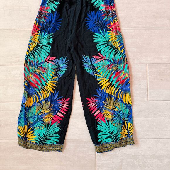 Flying Tomato Jumpsuit Sleeveless Romper Tropical Print Smocked Wide Leg Large - Picture 5 of 6